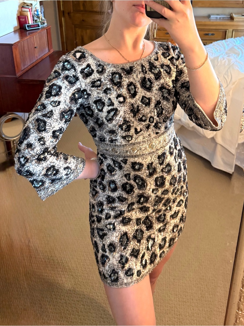 Calypso St. Barth Sequin Silk Cocktail Dress - Silver/Black